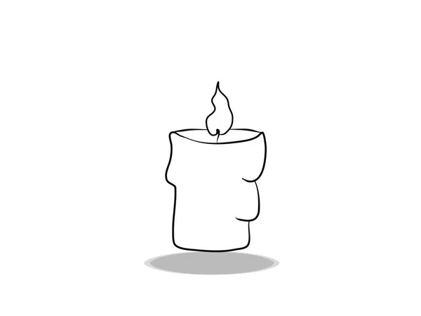 Candle Icon Flat Design Hand Drawing Illustration Lighting Contour Symbol — Stock Vector