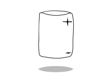 Batarya ikonu vektörü, el çizimi. Biriktirici illüstrasyon, sembol konturu 