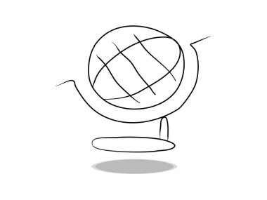 Dünya ikonu vektörü, el çizimi. Seyahat çizimi, sembol çizimi 