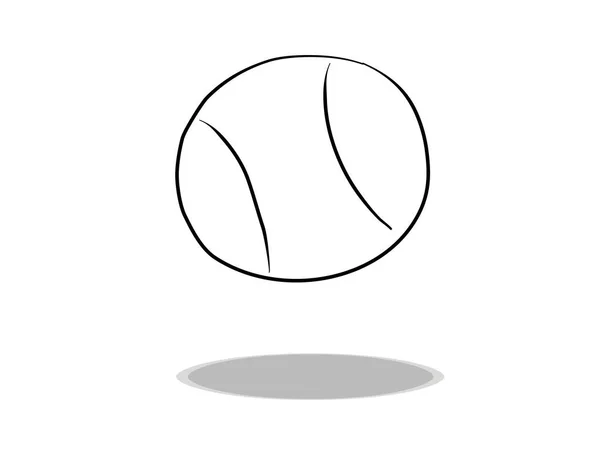 Sport Ikon Vit Bakgrund Platt Design Handritning Illustrationsboll Symbolkontur — Stock vektor