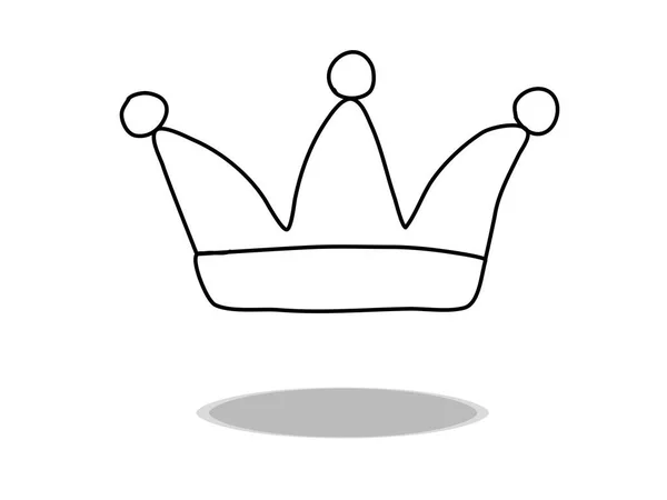 Иконка Короны Белом Фоне Плоский Дизайн Ручной Рисунок Иллюстрационная Шляпа — стоковый вектор