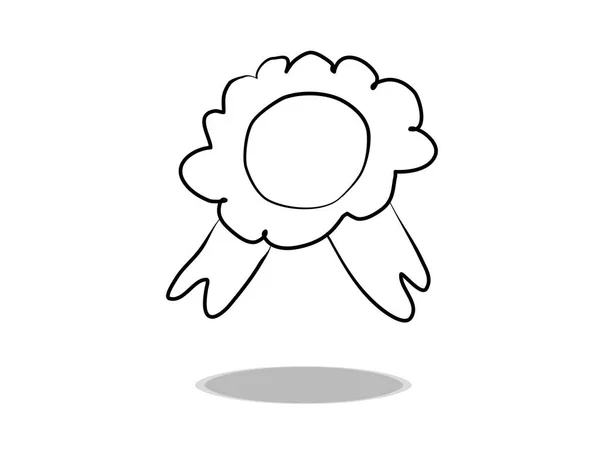 Ikona Ramki Białym Tle Płaska Konstrukcja Rysunek Dłoni Medal Ilustracyjny — Wektor stockowy