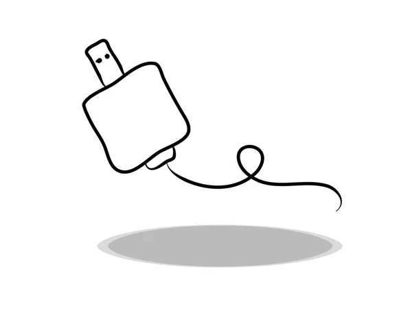 Usb Adapter Symbol Auf Weißem Hintergrund Flaches Design Handzeichnung Illustration — Stockvektor