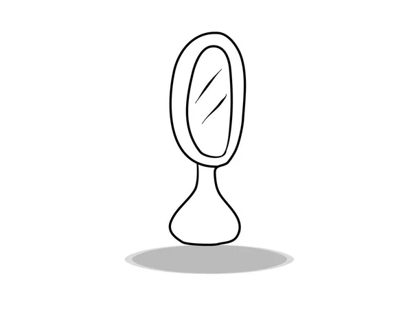 Ícone Espelho Fundo Branco Design Plano Desenho Mão Ilustração Acessório —  Vetores de Stock