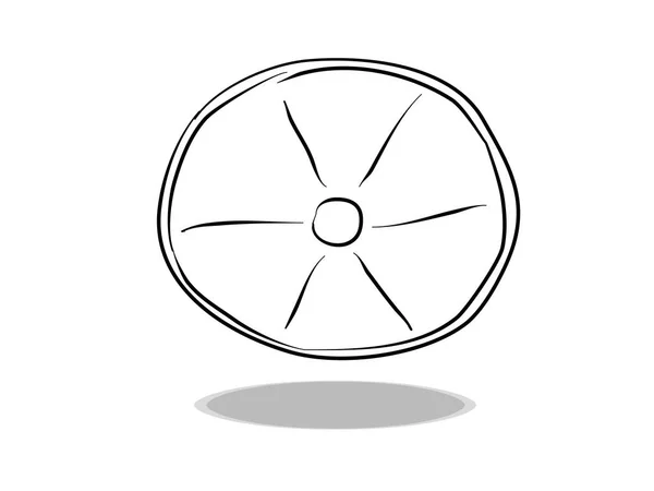 Icône Roue Sur Fond Blanc Dessin Plat Dessin Main Illustration — Image vectorielle