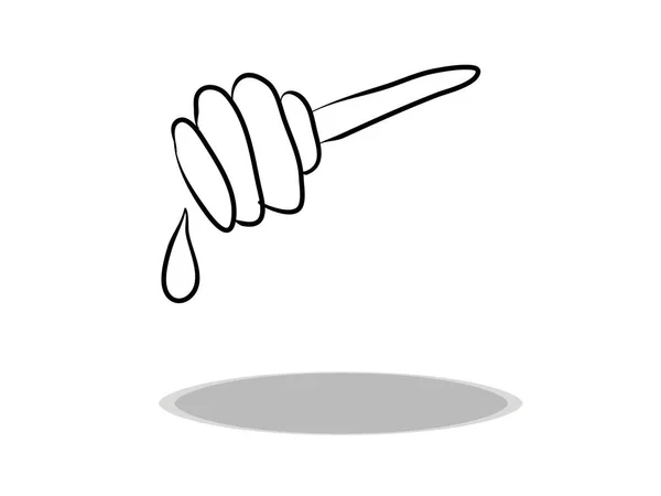 Значок Медовой Ковши Белом Фоне Плоский Дизайн Ручной Рисунок Иллюстрация — стоковый вектор