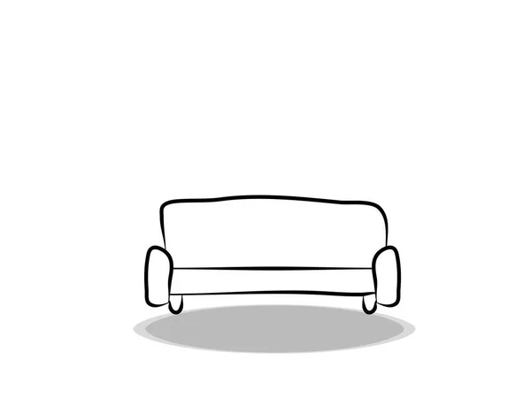 Καναπές Εικονίδιο Λευκό Φόντο Επίπεδη Σχεδίαση Σχέδιο Στο Χέρι Εικονογράφηση — Διανυσματικό Αρχείο
