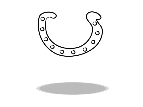 Hästsko Ikon Vit Bakgrund Platt Design Handritning Illustration Häl Pad — Stock vektor