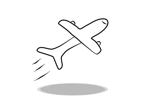 飛行機のアイコン 手描き 旅行のイラスト シンボルの輪郭 — ストックベクタ