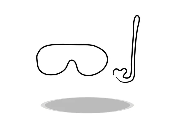 Masker Snorkel Voor Zwemicoon Handtekening Illustratie Van Duiken Contour Van — Stockvector