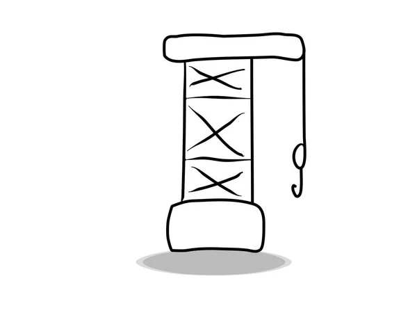 Konstruktionskran Ikon Handritning Illustration Byggnaden Symbolkontur — Stock vektor