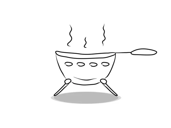 Icône Barbecue Dessin Main Illustration Nourriture Contour Symbole — Image vectorielle