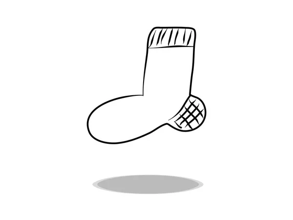 Icône Chaussette Dessin Main Illustration Des Vêtements Contour Symbole — Image vectorielle