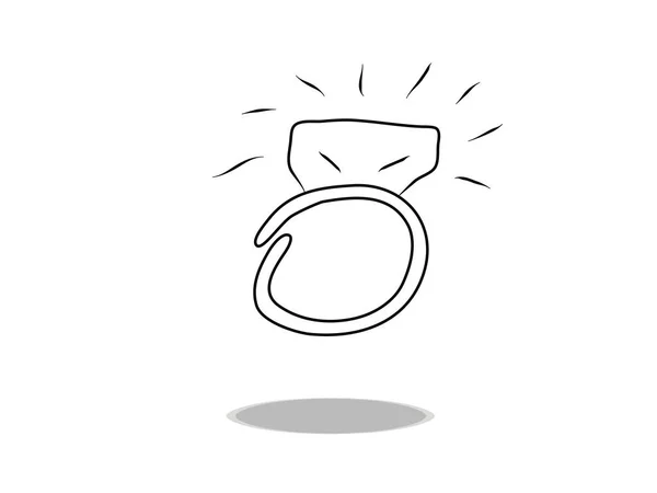 Icono Anillo Boda Vector Dibujo Mano Ilustración Joya Contorno Símbolo — Vector de stock