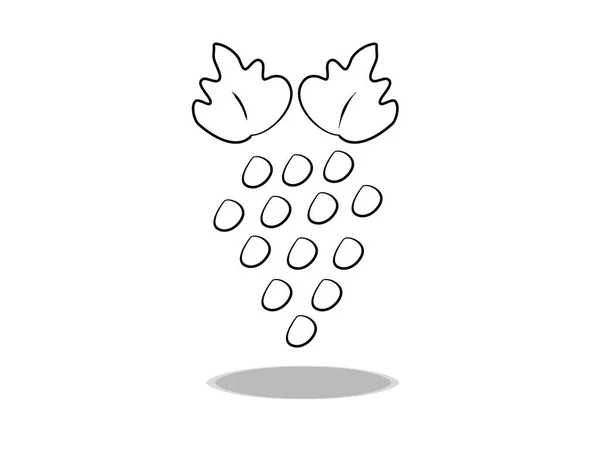 Wektor Ikony Winogron Rysunek Dłoni Ilustracja Owoców Kontur Symbolu — Wektor stockowy