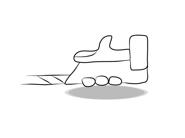 Locomotora Vector Icono Dibujo Mano Ilustración Del Tren Contorno Del — Archivo Imágenes Vectoriales