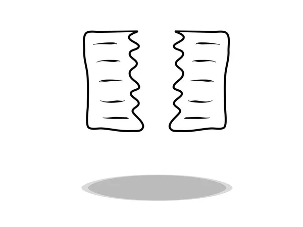 Roztržený Papírový Vektor Ikon Ruční Kresba Ilustrace Mezery Kontura Symbolu — Stockový vektor