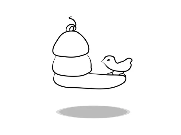 Alimentación Través Vector Icono Dibujo Mano Ilustración Pájaro Contorno Símbolo — Archivo Imágenes Vectoriales