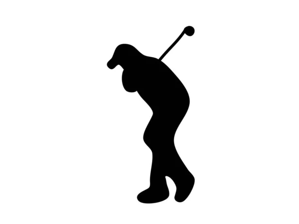 Uomo Gioca Golf Silhouette Nera Sport Illustrazione Disegno Mano Schizzo — Vettoriale Stock