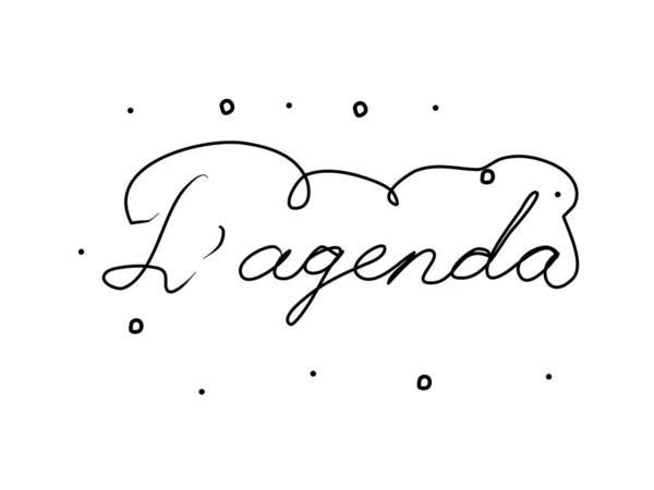 Agenda Satz Handgeschrieben Mit Einem Kalligrafie Pinsel Agenda Auf Französisch — Stockvektor