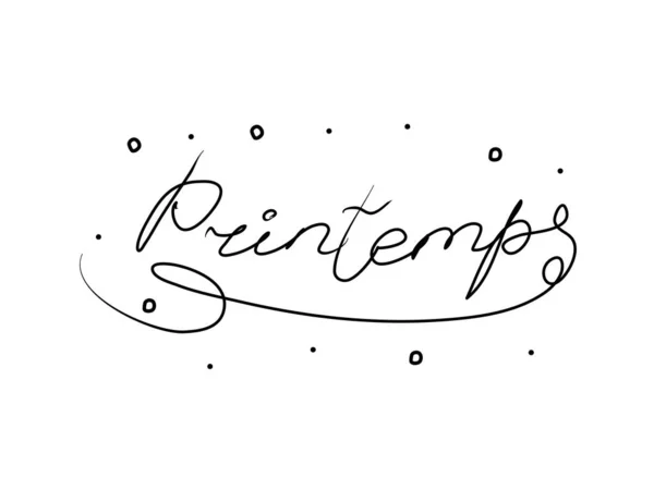 Printemps Satz Handgeschrieben Mit Einem Kalligrafie Pinsel Frühling Auf Französisch — Stockvektor