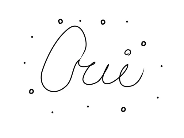 Oui Phrase Manuscrite Avec Pinceau Calligraphie Oui Français Calligraphie Moderne — Image vectorielle