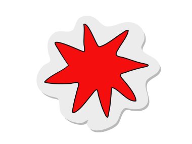 Modern tarzda dövmeli kırmızı yıldız çıkartması. El çizimi vektör illüstrasyonu 