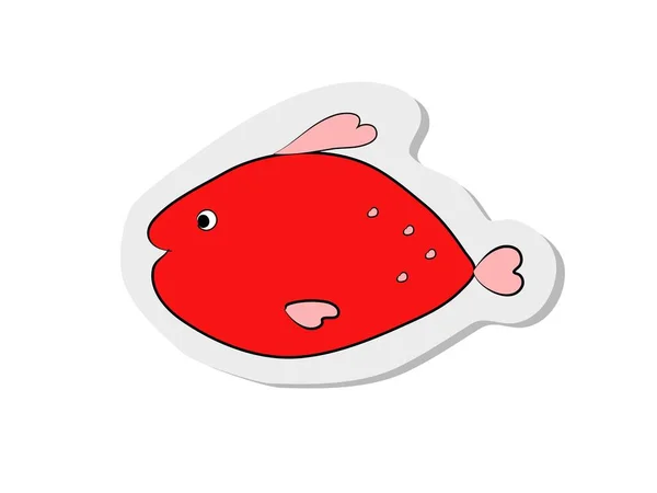 Sticker Tatouage Poisson Rouge Style Moderne Illustration Vectorielle Dessin Main — Image vectorielle