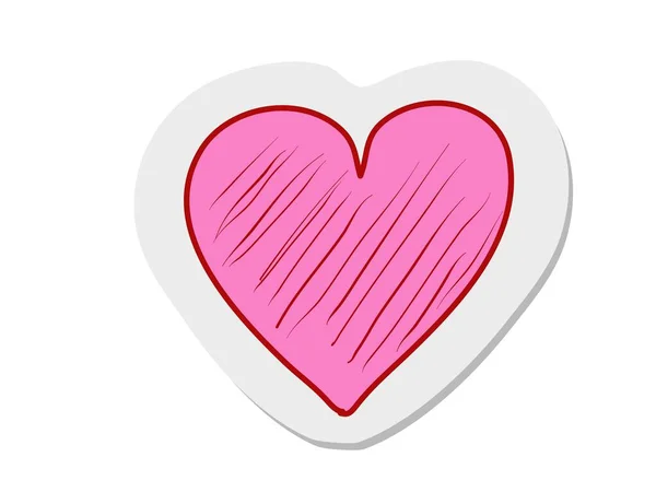 Стикер Розовое Сердце Татуировки Современном Стиле Векторная Иллюстрация Ручной Работы — стоковый вектор