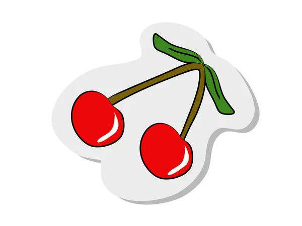 Sticker Aus Tätowierten Kirschbeeren Modernen Stil Vektor Illustration Zum Handzeichnen — Stockvektor