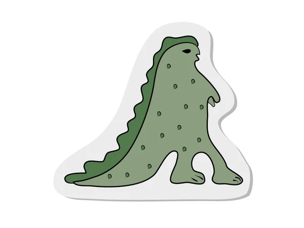 Stiker Tato Dinosaurus Dalam Gaya Modern Ilustrasi Vektor Gambar Tangan - Stok Vektor