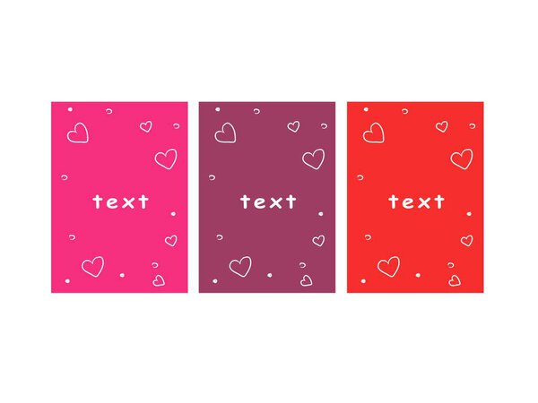 Любовный набор векторного баннера для дизайна. Плоские цвета с очертаниями в романтическом стиле с сердцами. Шаблон современной иллюстрации, фон для использования в печати или в Интернете