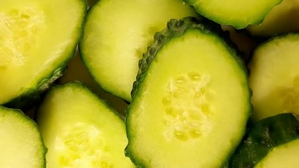 Green Cucumber Slices Vegetables Harvest 360 Turn 360 Degrees Video — Stock Video