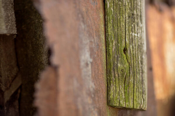 background texture of wooden boards and rusty iron