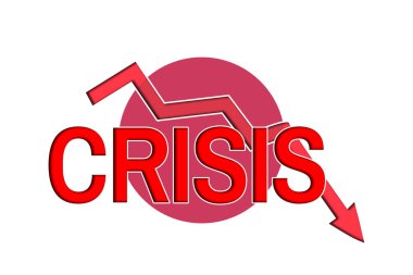 Japonya bayrağının arka planında sonbahar grafik ve kelime krizi. Japonya 'da ekonomik kriz ve durgunluk