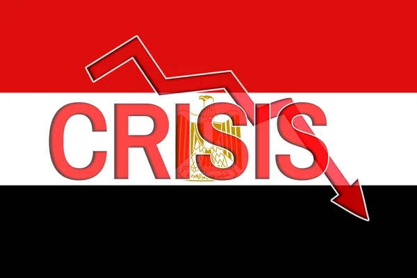 Осенний График Кризис Слов Фоне Флага Египта Экономический Кризис Рецессия — стоковое фото