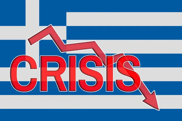 Fall Graph Word Crisis Background Flag Greece Economic Crisis Recession — Stock Photo, Image