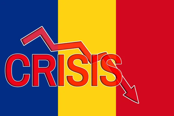 Gráfico Otoño Crisis Palabras Fondo Bandera Rumania Crisis Económica Recesión — Foto de Stock