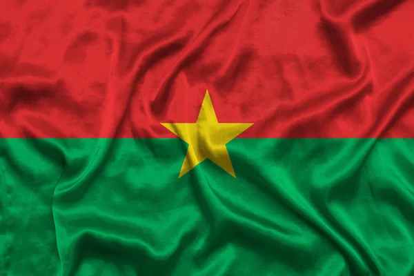 Національний Прапор Буркіна Фасо Текстурою Тканини Прапор Буркіна Фасо Розмахує — стокове фото