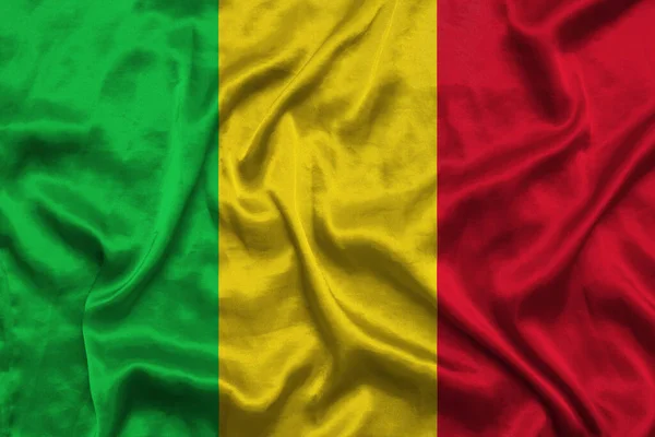 Mali Nationella Flagga Bakgrund Med Tyg Struktur Flagga Mali Viftar — Stockfoto