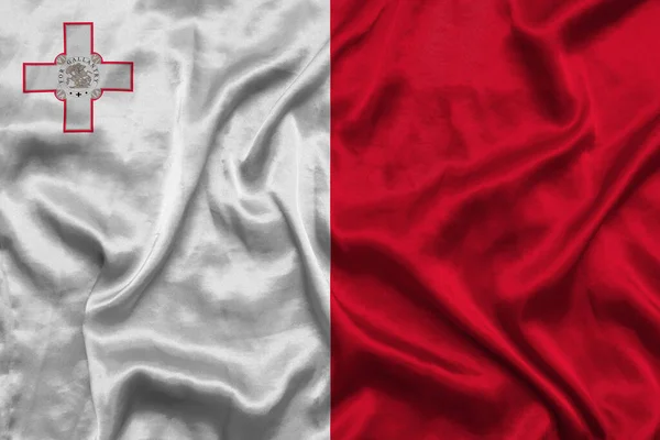 Μάλτα Εθνική Σημαία Φόντο Υφασμάτινη Υφή Σημαία Της Μάλτας Κυματίζει — Φωτογραφία Αρχείου