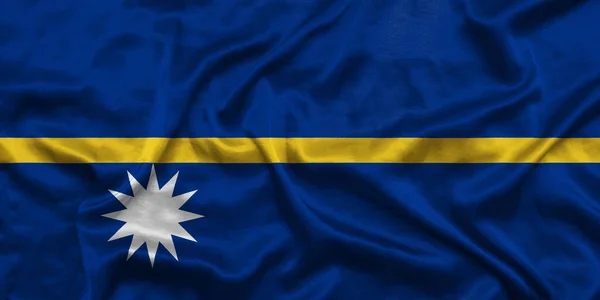 Hintergrund Der Nationalflagge Von Nauru Mit Textilstruktur Die Flagge Von — Stockfoto