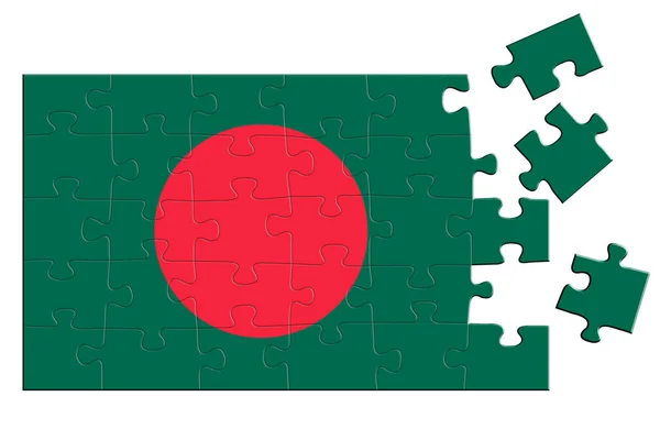 Головоломка Изображением Флага Бангладеш Некоторые Части Головоломки Разбросаны Отключены Изолированный — стоковое фото