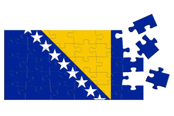 Ένα Παζλ Ένα Αποτύπωμα Της Σημαίας Της Βοσνίας Και Ερζεγοβίνης — Φωτογραφία Αρχείου