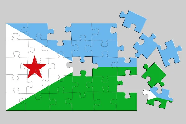 Puzzle Avec Une Impression Drapeau Djibouti Certaines Pièces Puzzle Sont — Photo