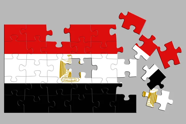 Rompecabezas Con Una Impresión Bandera Egipto Algunas Piezas Del Rompecabezas —  Fotos de Stock