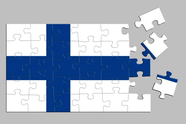 Puzzle Avec Une Impression Drapeau Finlande Certaines Pièces Puzzle Sont — Photo