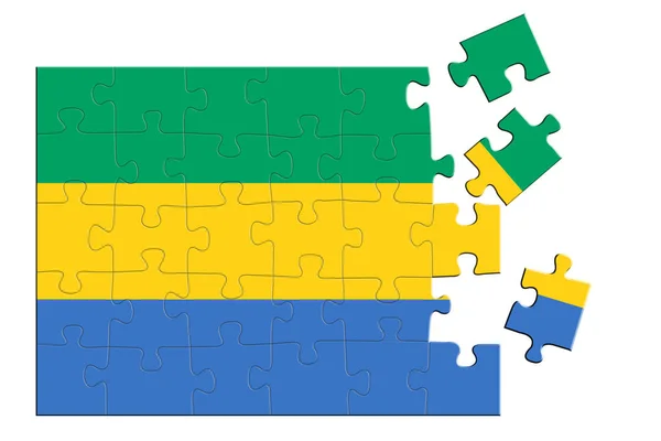 Puzzle Avec Une Impression Drapeau Gabon Certaines Pièces Puzzle Sont — Photo