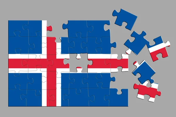 Rompecabezas Con Una Impresión Bandera Islandia Algunas Piezas Del Rompecabezas —  Fotos de Stock