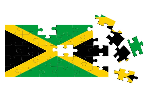 Jigsaw Puzzle Print Flag Jamaica Some Pieces Puzzle Scattered Disconnected — Stock Photo, Image